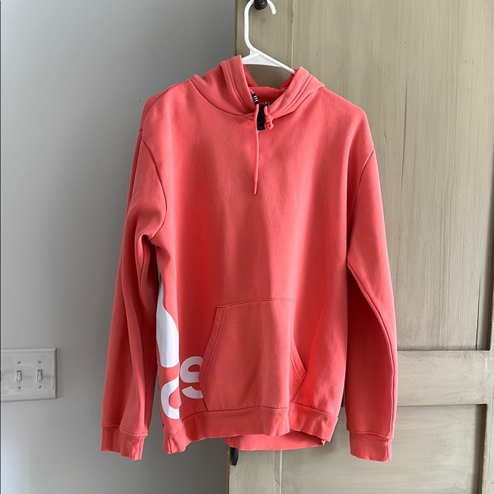 Coral Hoodie with White Logo adidas